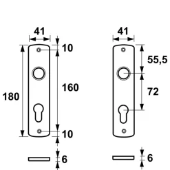 AXA langschild binnendeur aluminium kruk/cilinder 72 mm