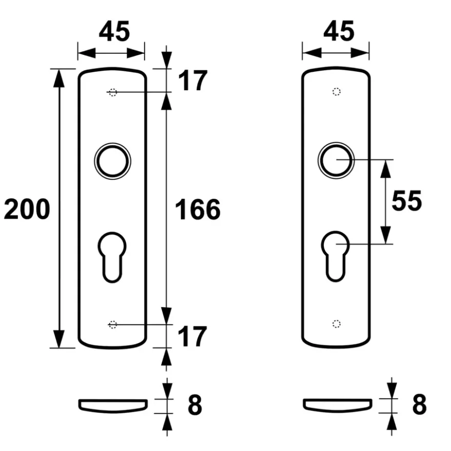 AXA Langschild binnendeur voor cilinderslot 55 mm zwart