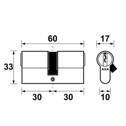 AXA profielcilinder 30-30mm gelijksluitend 2 stuks