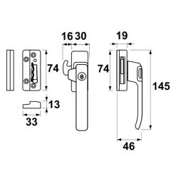 AXA raamsluiting rechts aluminium SKG 1-ster
