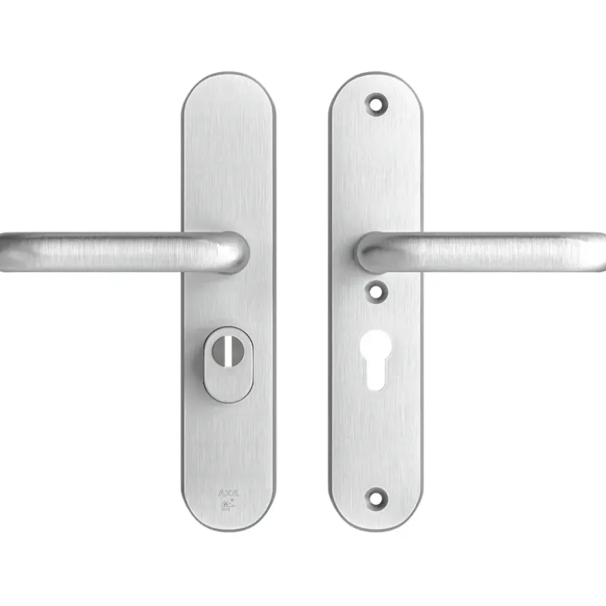 AXA veiligheidsbeslag Oval achterdeur aluminium langschild met SKG 3-sterren 55 mm