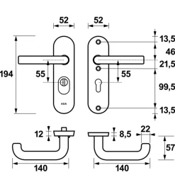 AXA veiligheidsbeslag Oval achterdeur aluminium kortschild met SKG 3-sterren 52 mm
