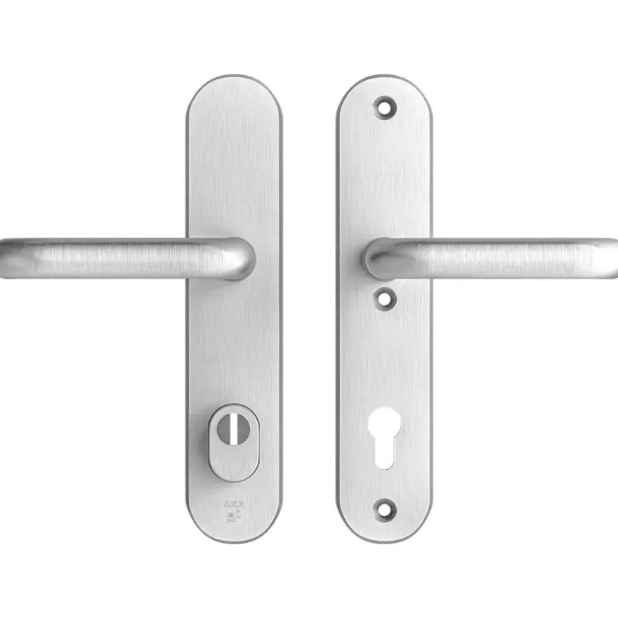 AXA veiligheidsbeslag Oval achterdeur aluminium langschild met SKG 3-sterren 92 mm