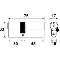 AXA veiligheidscilinder security 30-45mm SKG** gelijksluitend 3 stuks