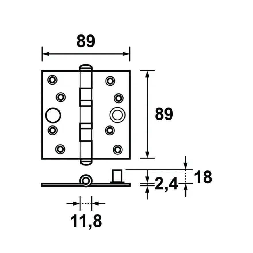 AXA veiligheidsscharnier kogellager SKG 3-sterren verzinkt 89x89 mm - 2 stuks