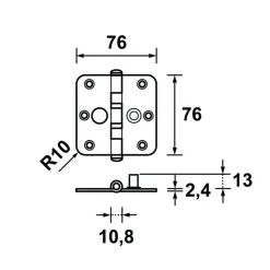 AXA veiligheidsscharnier kogellager SKG 2-sterren verzinkt 76x76 mm - 2 stuks