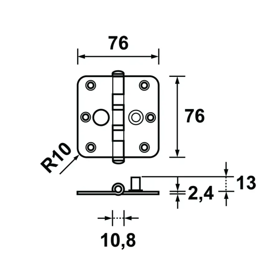 AXA veiligheidsscharnier kogellager SKG 2-sterren verzinkt 76x76 mm - 2 stuks