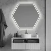 Badkamerspiegel Nora met verlichting hexagon 79 x 70 cm met lijst chroom