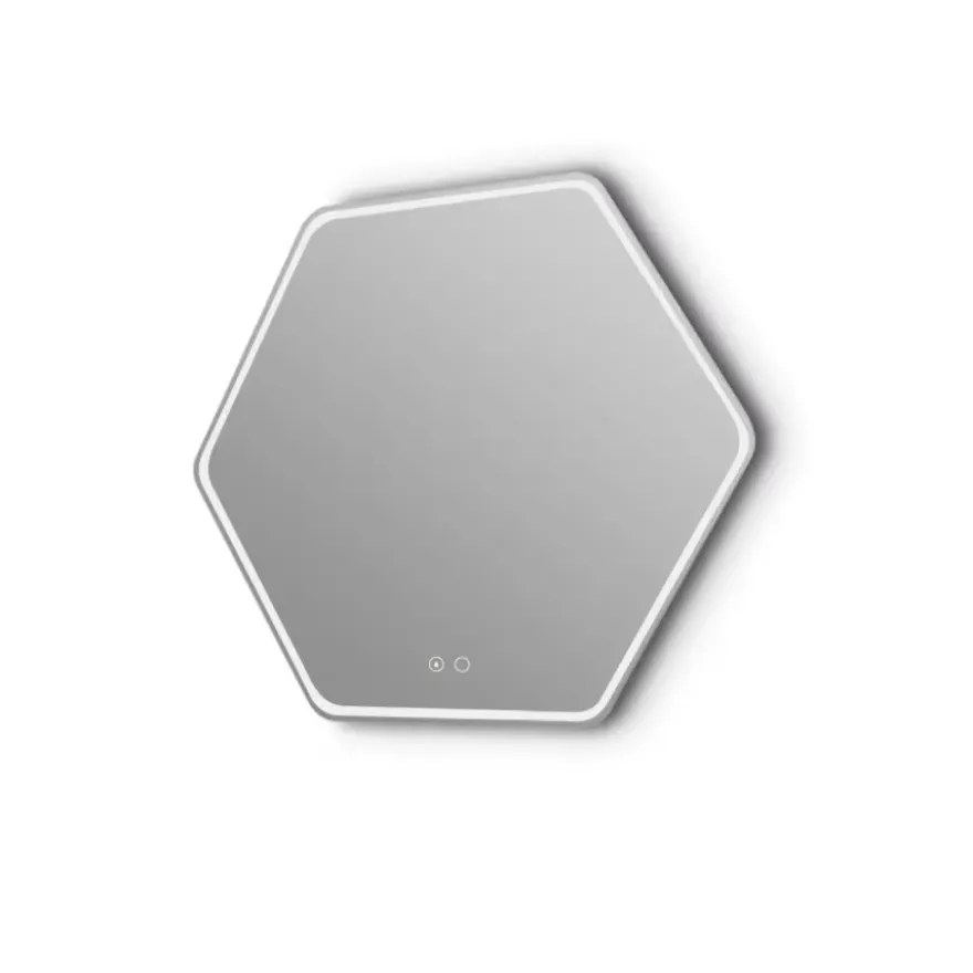 Badkamerspiegel Nora met verlichting hexagon 79 x 70 cm met lijst chroom