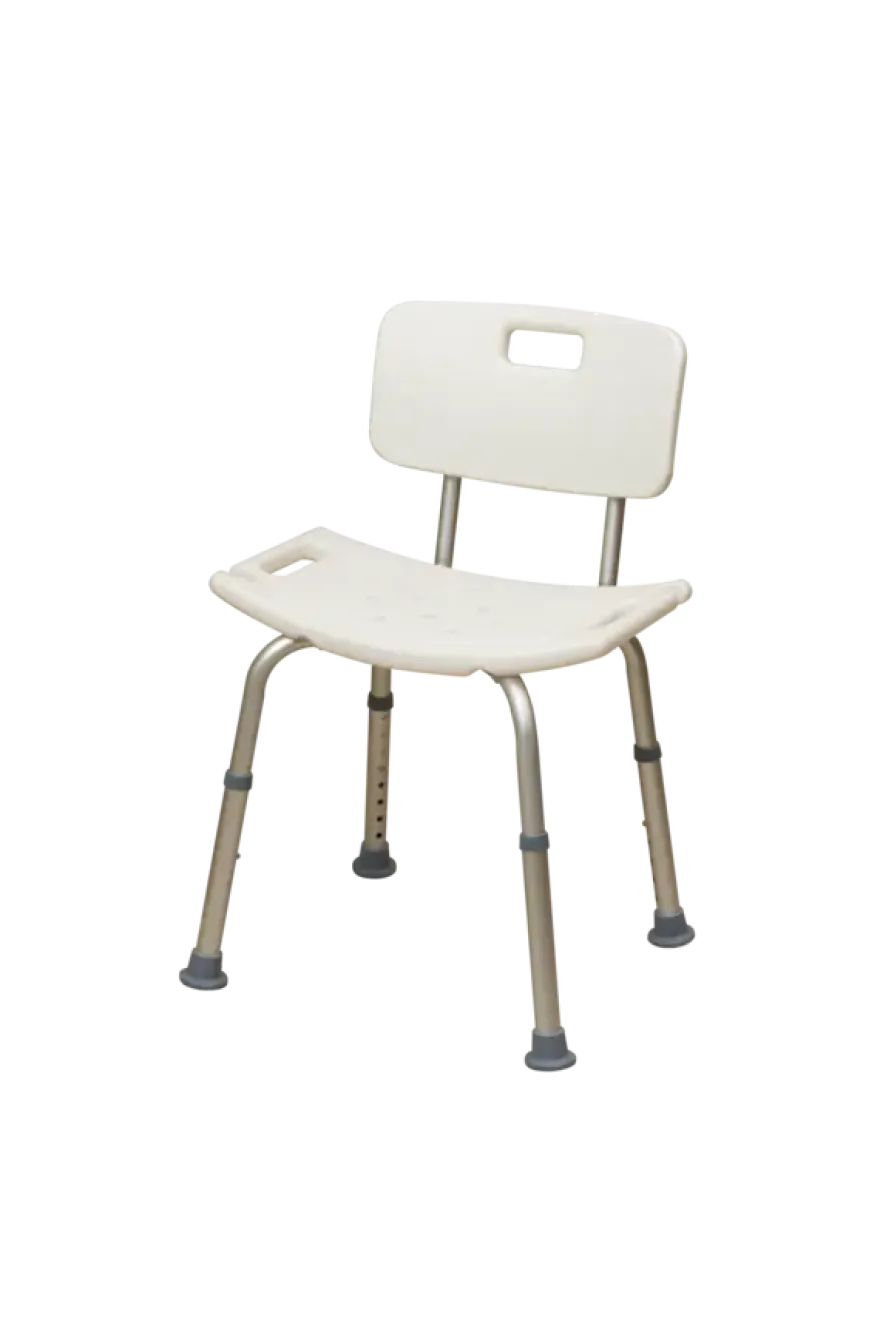 Basic douchestoel met rugleuning zitting 51x31 cm H= 38-55 cm 100 kg