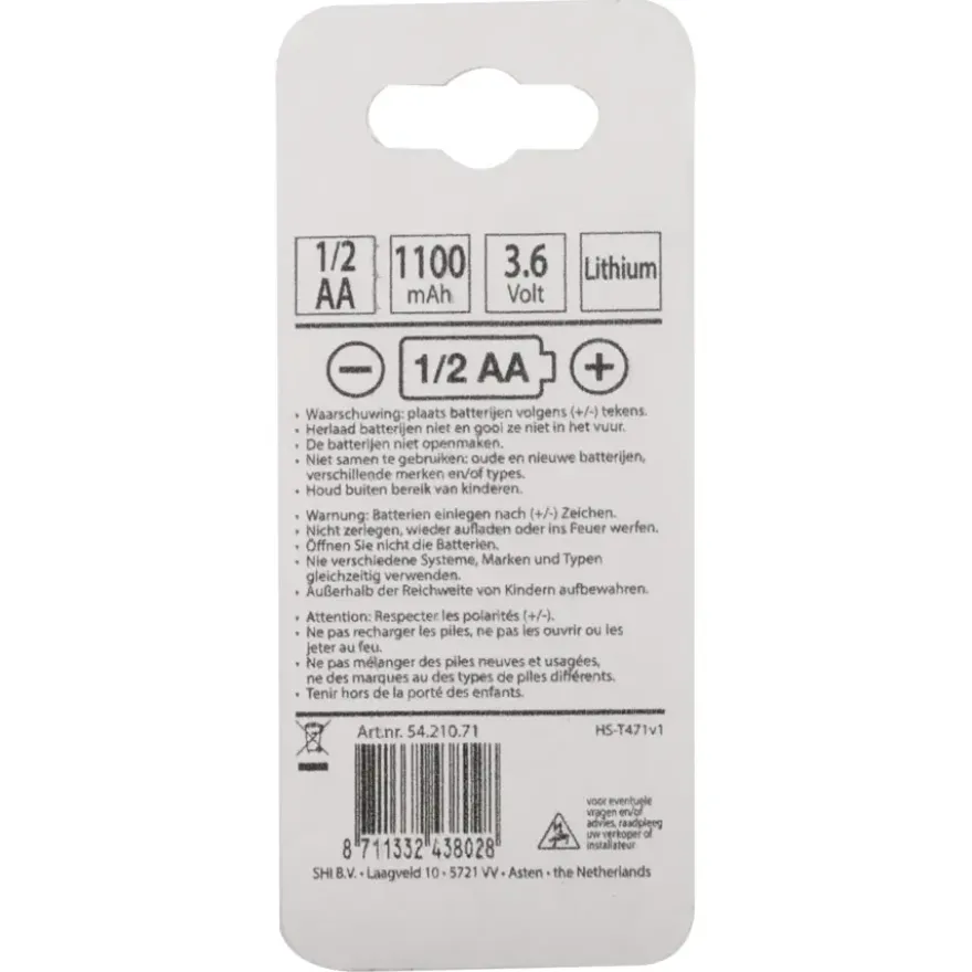 Batterij 1/2 AA Lithium 3.6V 1200mAh