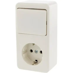 Berker Opbouw Enkel Geaard Stopcontact met Schakelaar Wit