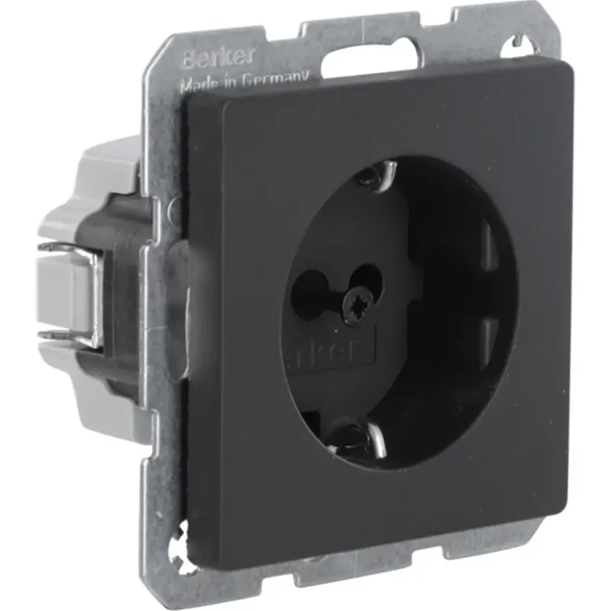 Berker Q1 Enkel Stopcontact Geaard Antraciet