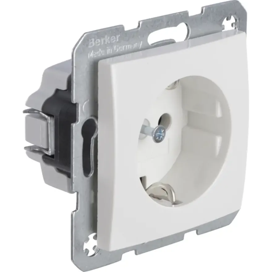 Berker S.1 Enkel Geaard Stopcontact Wit