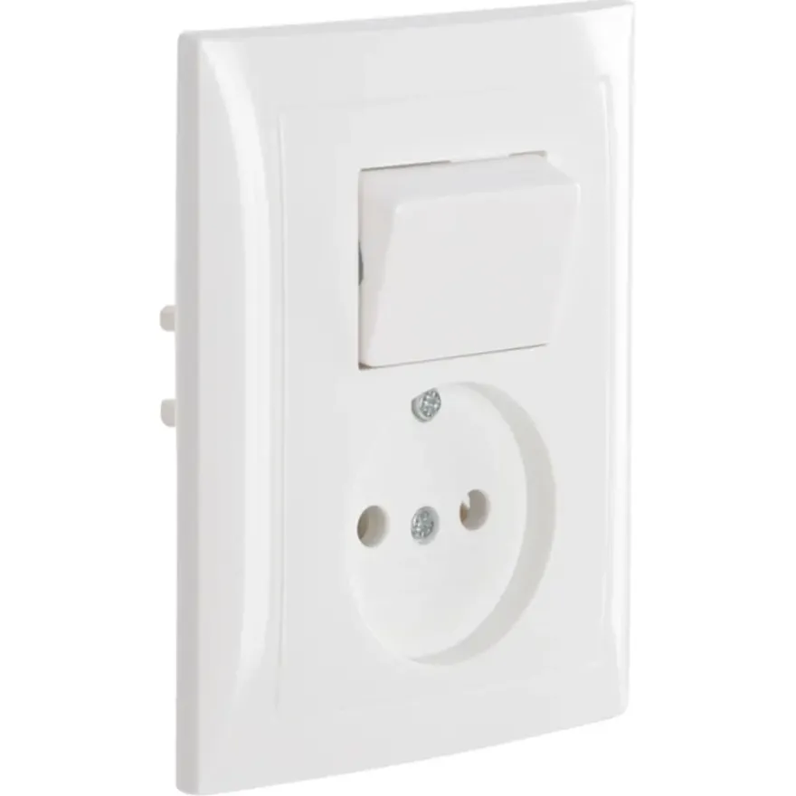 Berker S.1 stopcontact met wisselschakelaar wit