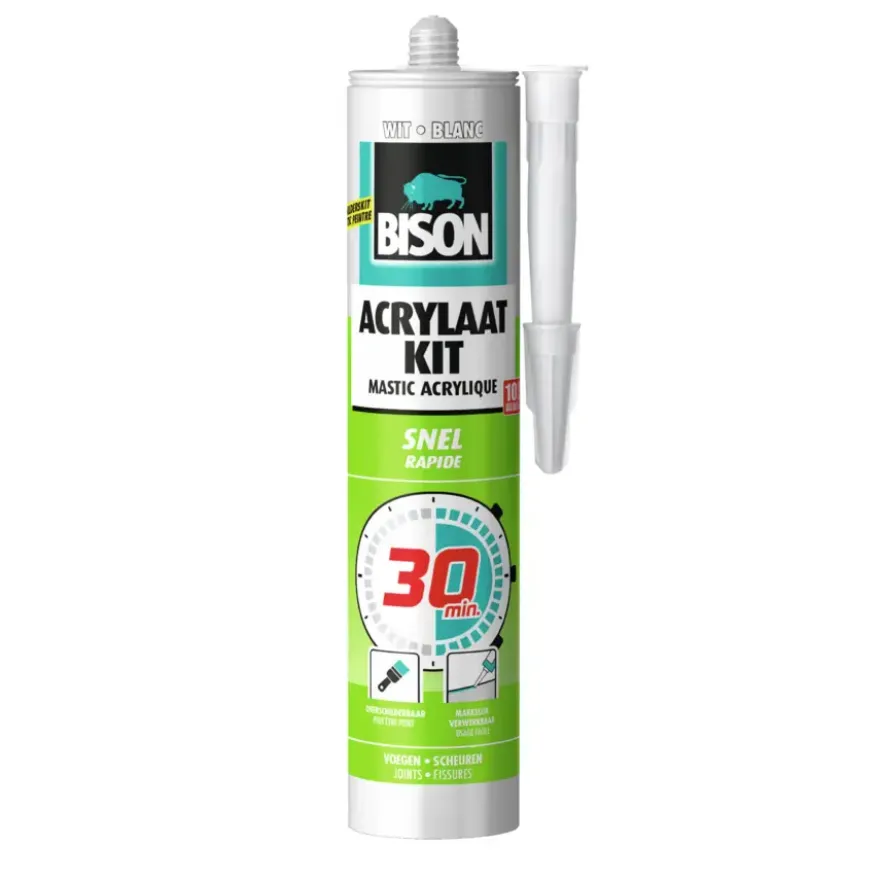 Bison acrylaatkit snel 30 minuten wit koker 300 ml