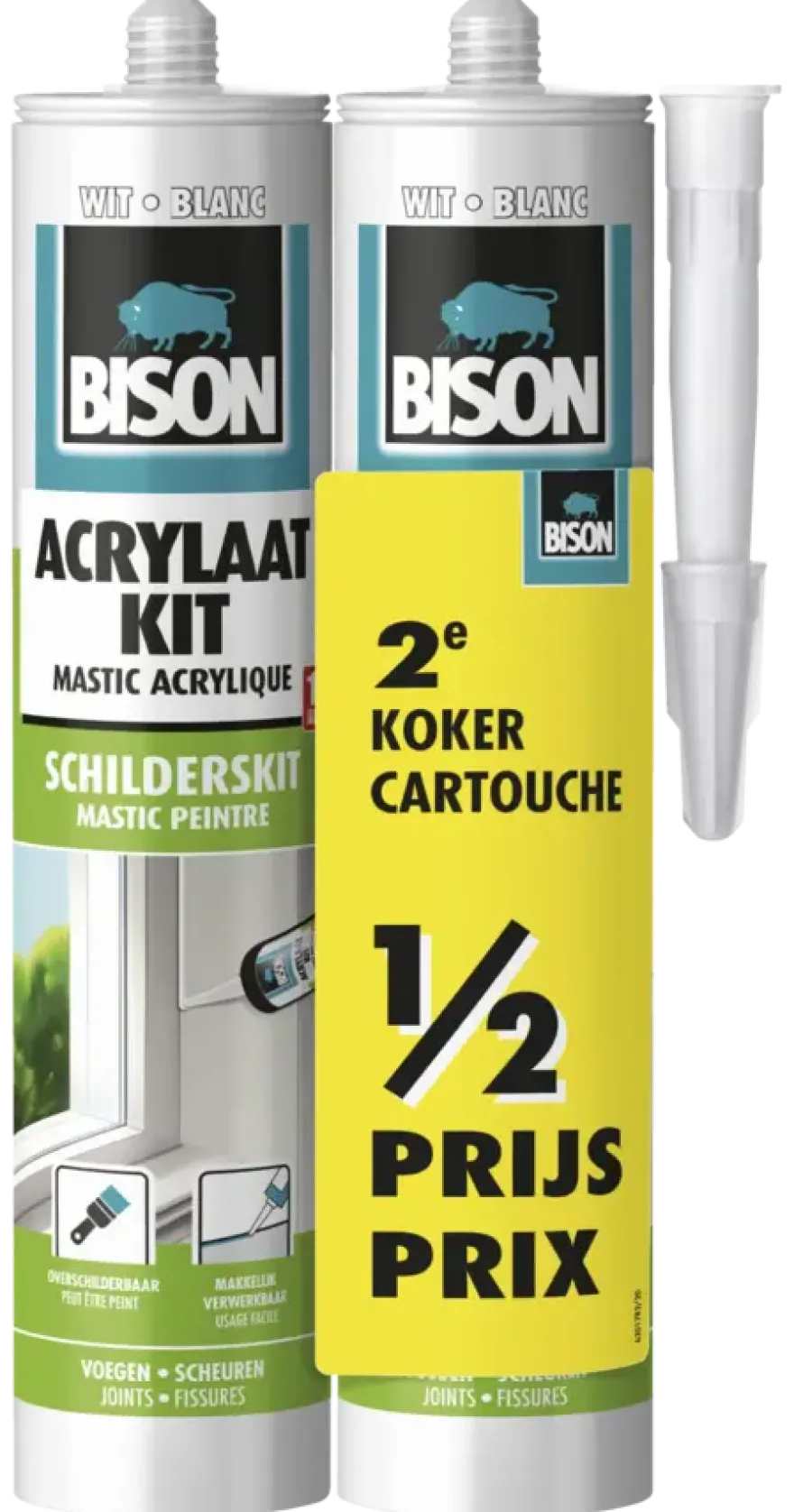 Bison duopack acrylaatkit universeel wit koker 300 ml