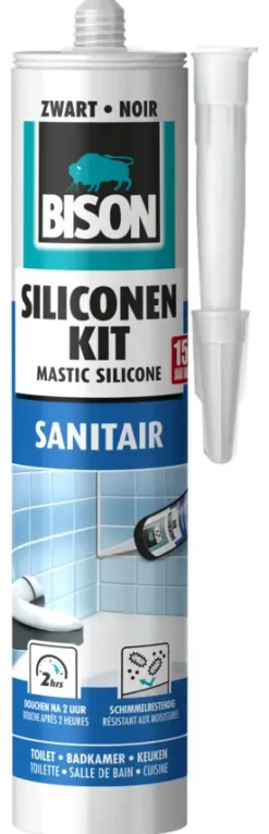 Bison siliconenkit sanitair zwart koker 300 ml