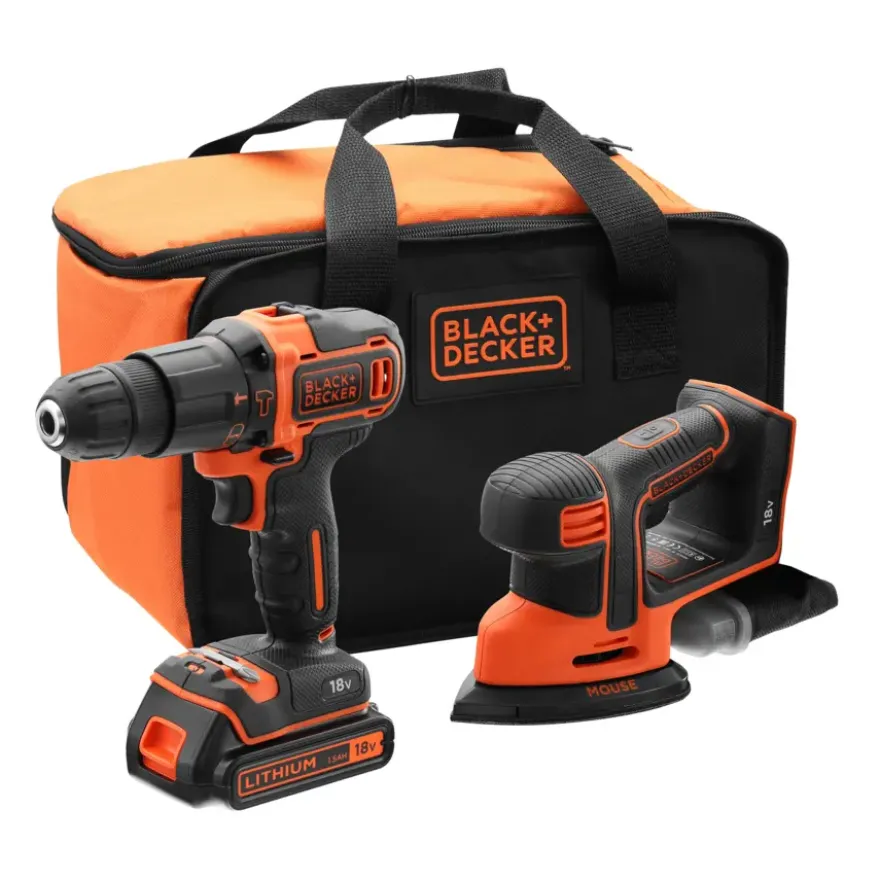 Black+Decker accuklopboormachine BCK23S1S-QW + gratis Mouse detailschuurmachine 18 volt