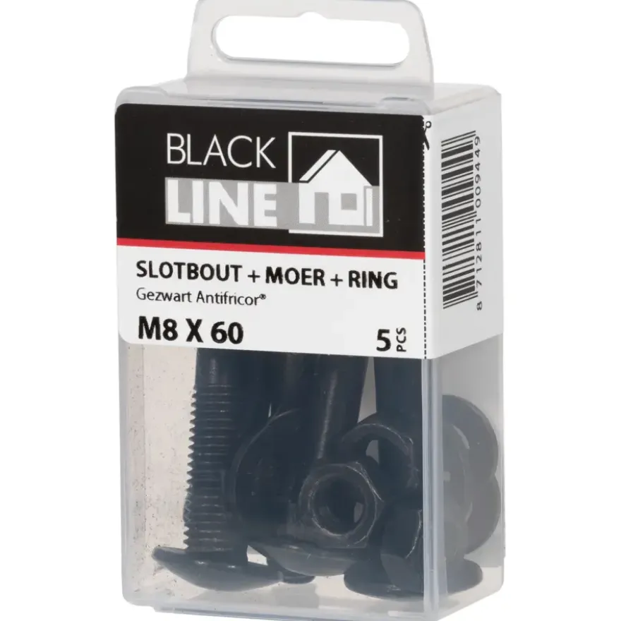 Blackline slotbout incl. moer en ring M8x60 5 stuks