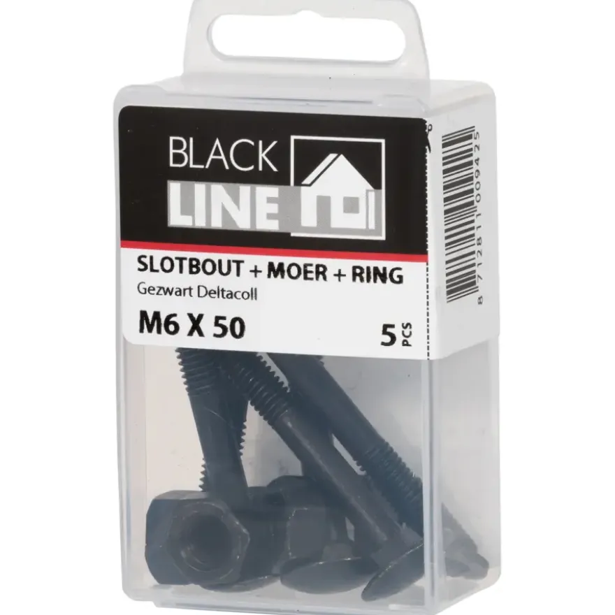 Blackline slotbout incl. moer en ring M6x50 5 stuks