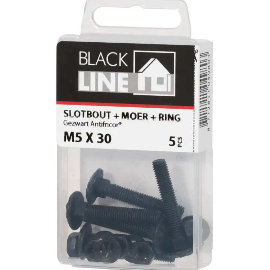 Blackline slotbout incl. moer en ring M5x30 5 stuks