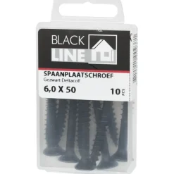 Blackline spaanplaatschroef zwart TX-25 6.0x50 mm 10 stuks