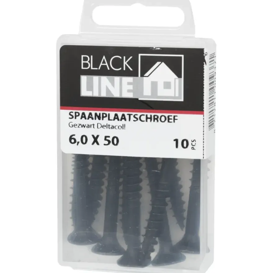 Blackline spaanplaatschroef zwart TX-25 6.0x50 mm 10 stuks