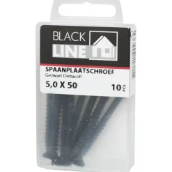 Blackline spaanplaatschroef zwart TX-20 5.0x50 mm 10 stuks