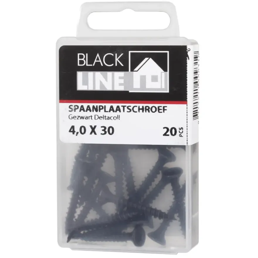 Blackline spaanplaatschroef zwart TX-20 4.0x30 mm 20 stuks