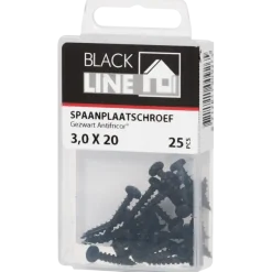Blackline spaanplaatschroef zwart TX-10 3.0x20 mm 25 stuks