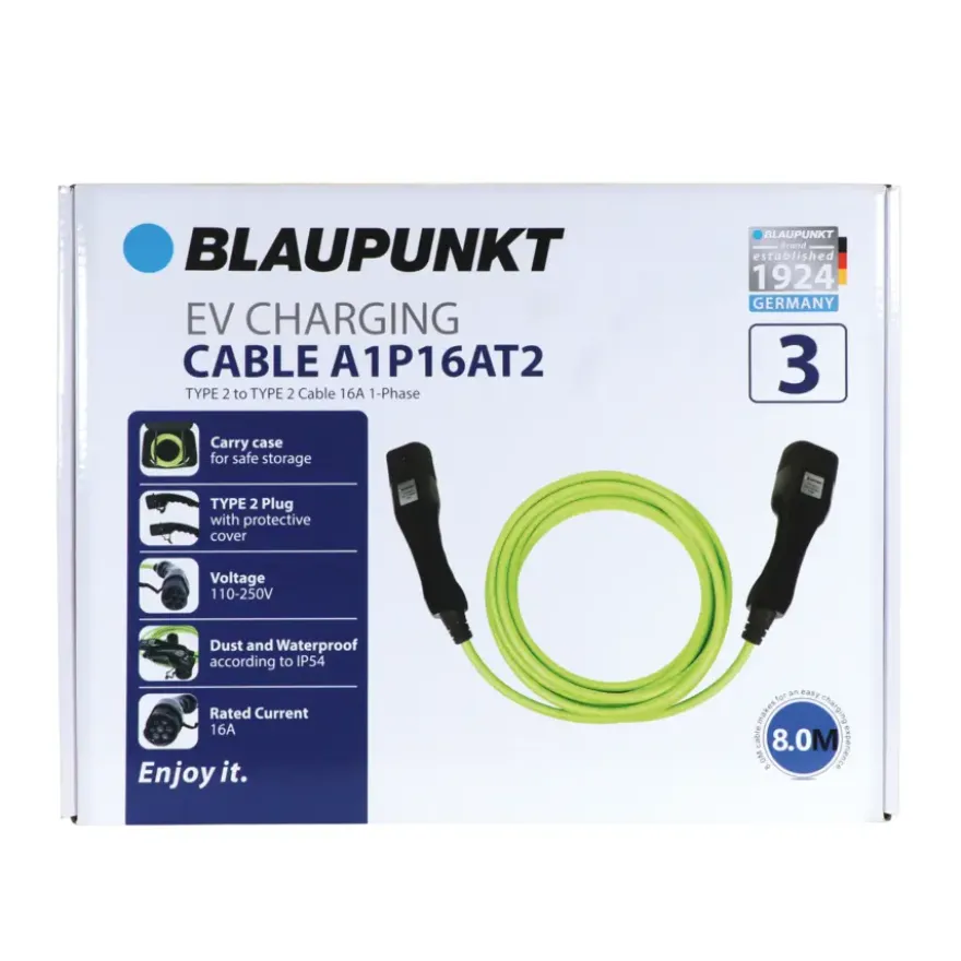 Blaupunkt Electric Verhicle 1 Fase laadkabel 16Ah capaciteit