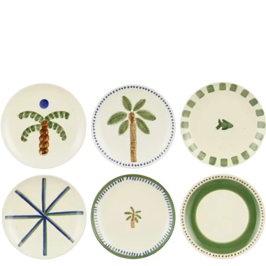 Bord groen blauw - h2,5xd21cm - per stuk