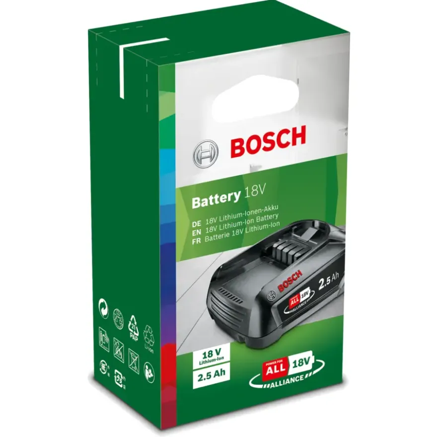 Bosch 18V accu 2.5Ah voor het 'Power for All' accuplatform van Bosch, Gardena en o.a. Gloria