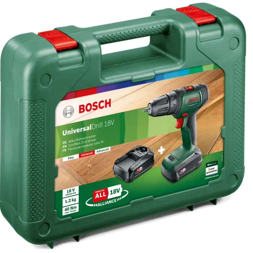 Bosch 18V accuboormachine UniversalDrill (incl. 2 accu's 1.5Ah + lader)