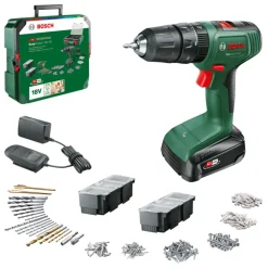 Bosch 18V klopboor EasyImpact incl. 1.5Ah accu+lader en 241-delige accessoireset in luxe koffer