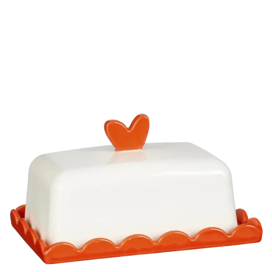 Botervloot hart rood - l15,5xb10,5xh9cm