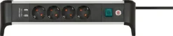 Brennenstuhl Stekkerdoos met schakelaar en USB 4-voudig zwart/grijs 1,8 meter snoer