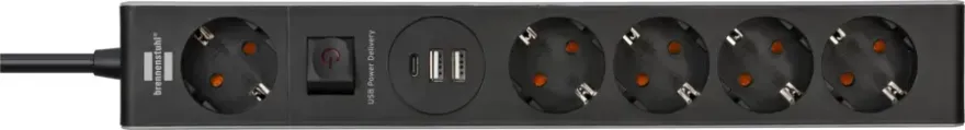 Brennenstuhl stekkerdoos 5-voudig met 2 USB-A en 1 USB-C poort