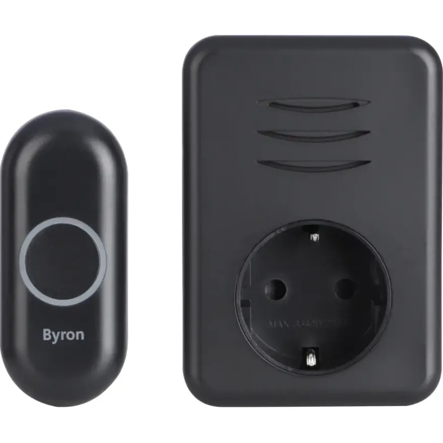 Byron DBY-22353 Draadloze deurbelset plugin met stopcontact 150m zwart