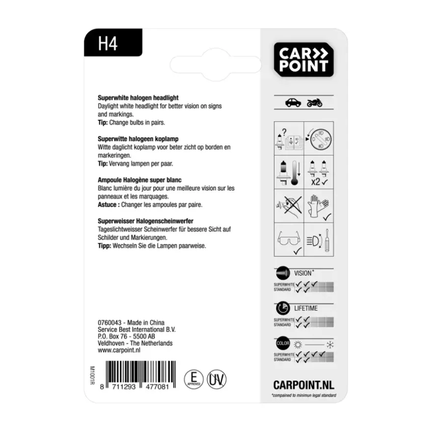 Carpoint autolamp H4 Superwhite 12V 60/55W