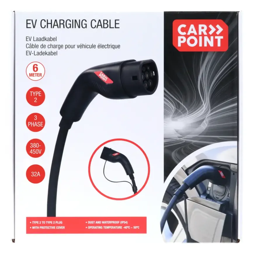 Carpoint laadkabel elektrische auto type 2 - 2 32a 3ph 6 meter