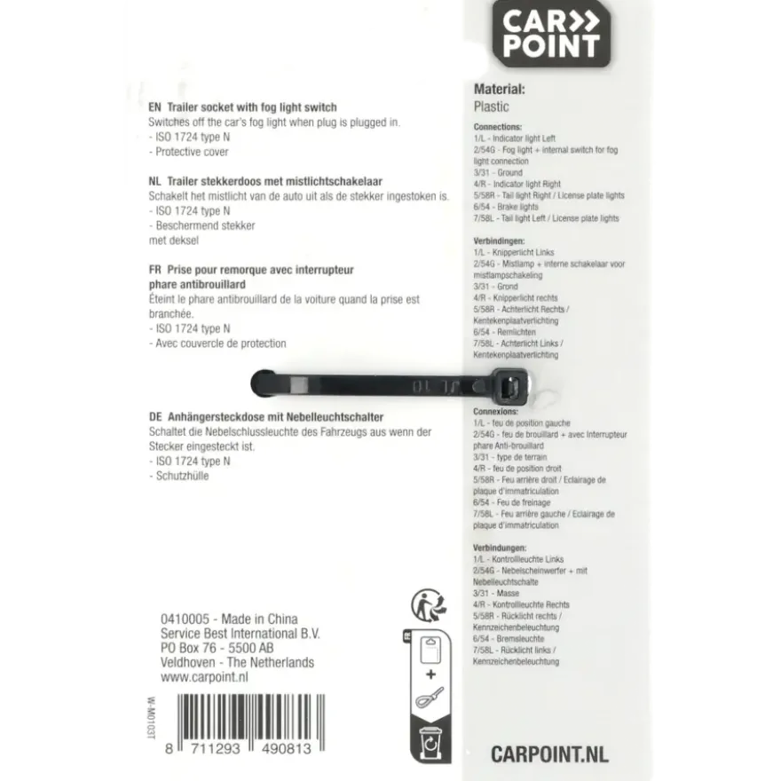 Carpoint 7-Polige Kunststof Stekkerdoos met Mistlampschakeling