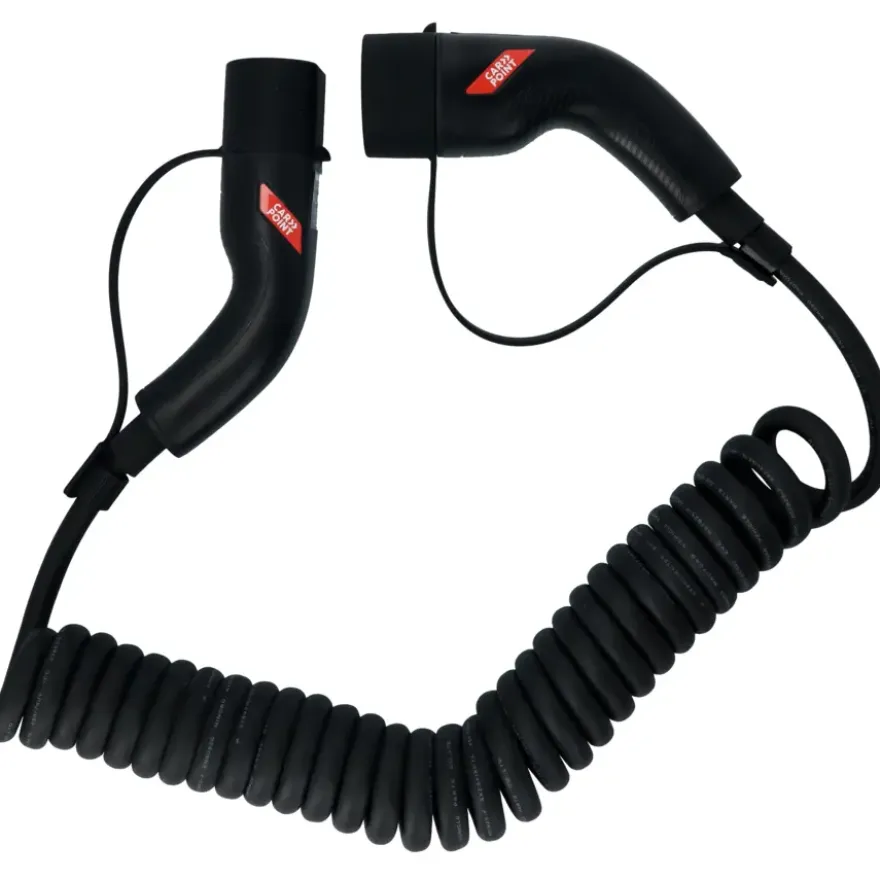 Carpoint spiraal laadkabel elektrische auto type 2 - 2 32a 3ph 6 meter