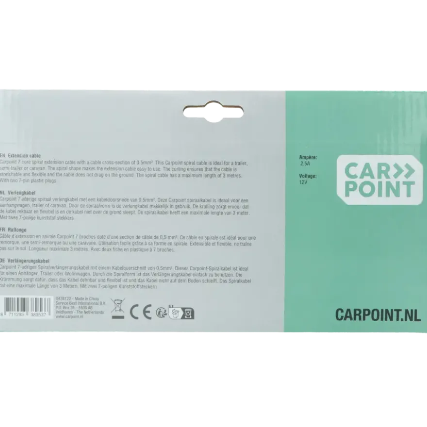Carpoint spiraal trailer verlengkabel 7p - 7p stekker/stekker