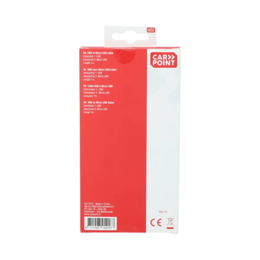 Carpoint USB>Micro USB kabel 1 Meter