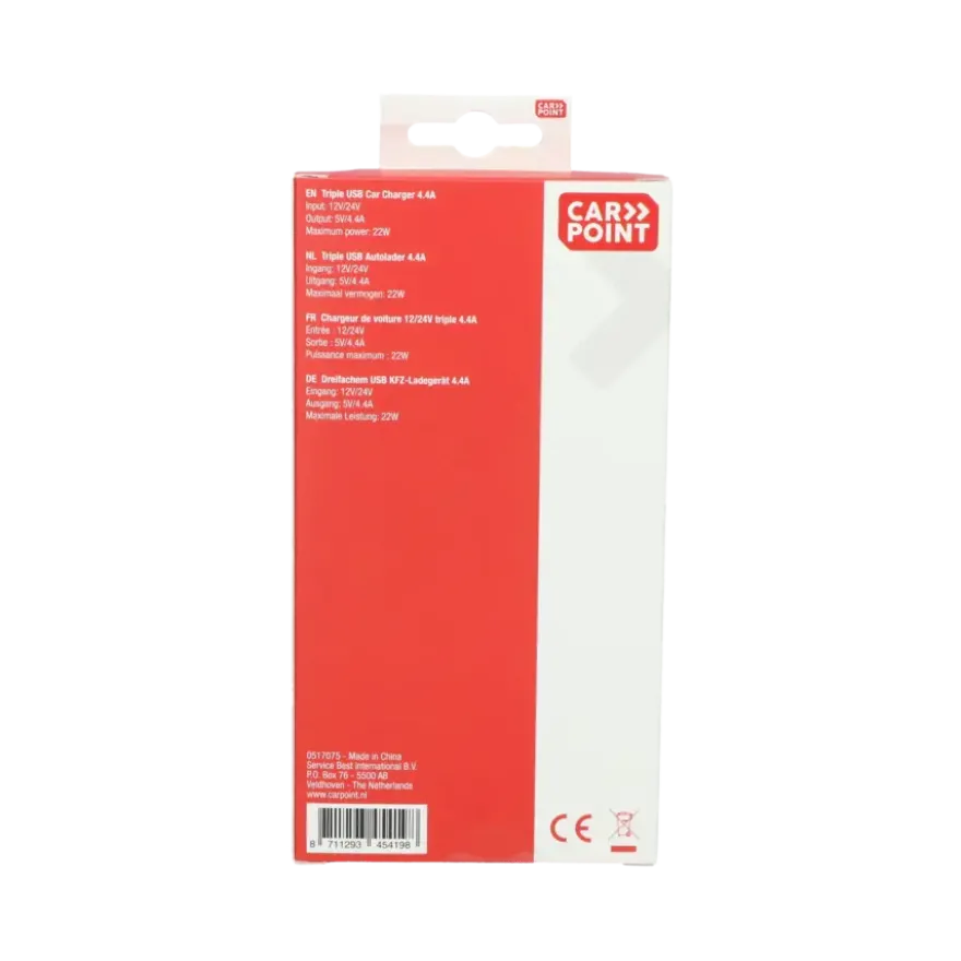 Carpoint 12/24V Triple USB Autolader 4.4A
