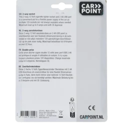 Carpoint 2-weg 12V stekkerdoos 2x12V en 1X USB