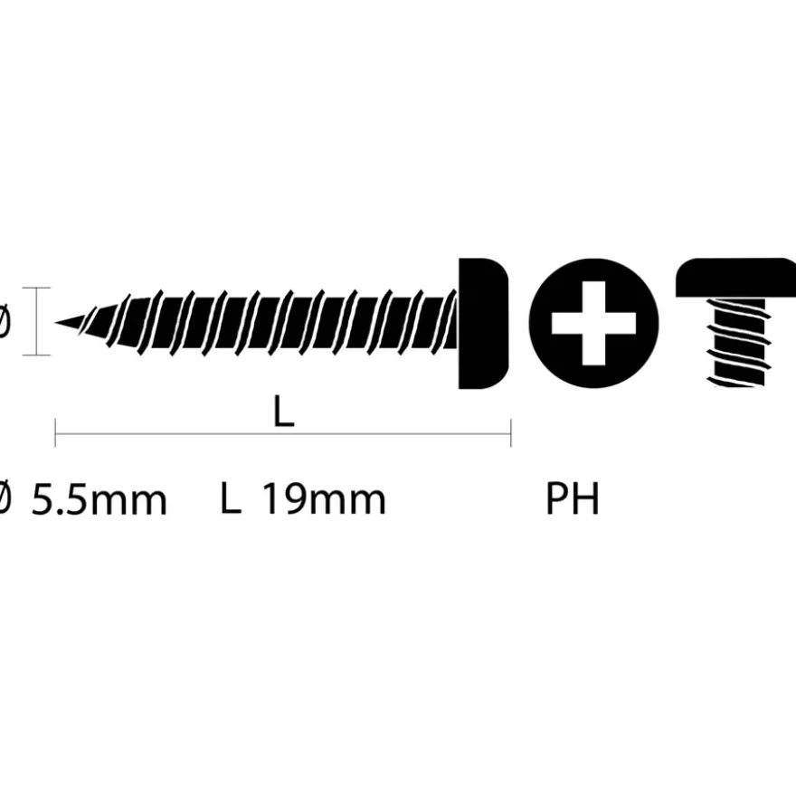 Carroserie schroef cilinderkop verzinkt 5,5x19 mm 15 stuks