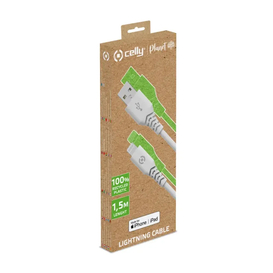 Celly Planet USB-A lightning kabel wit 1,5 meter